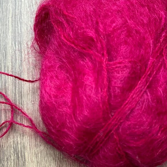 Mohair Natural Fiber Hand Spun Magenta Yarn - Picture 2 of 6